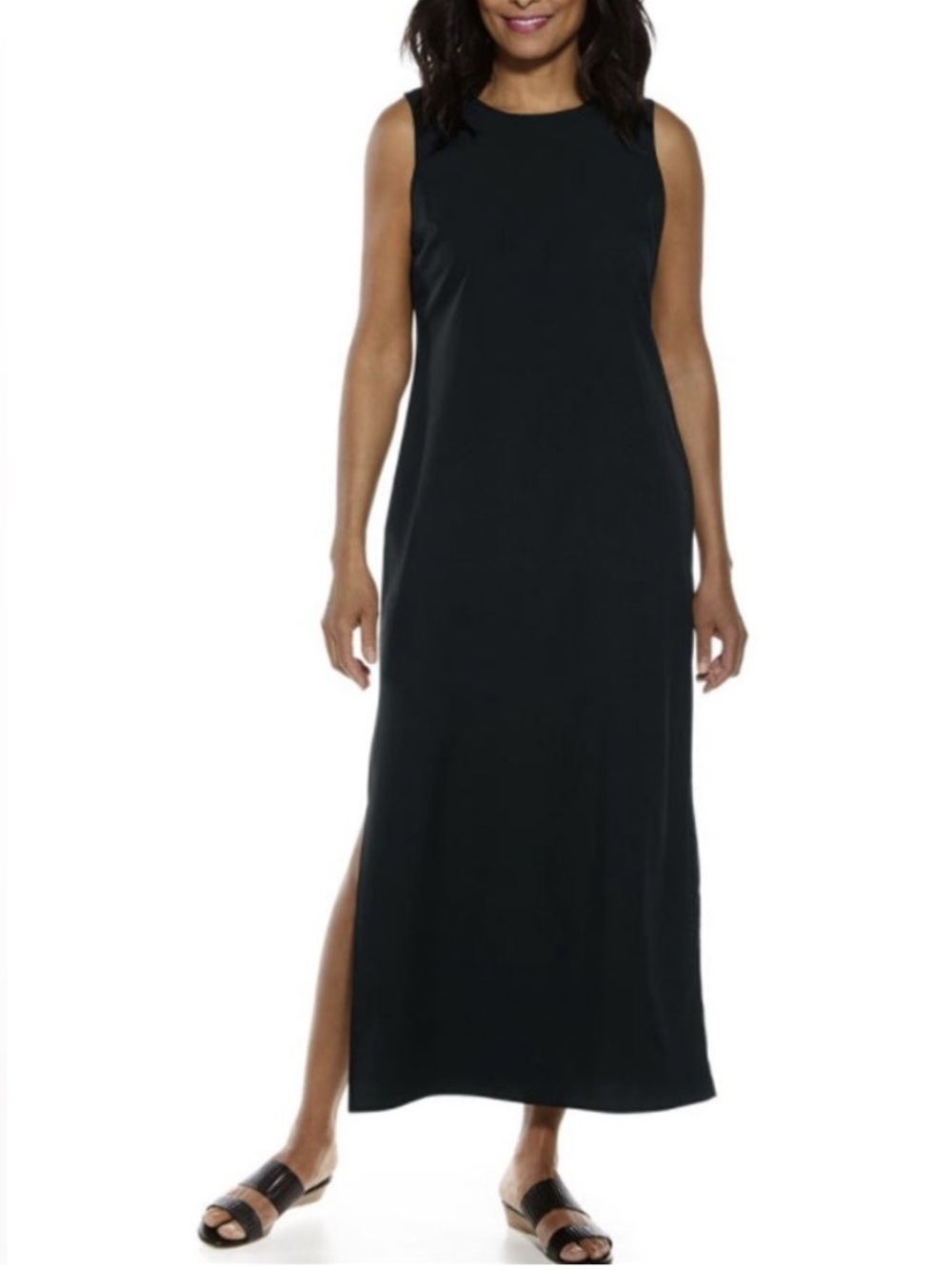 Coolibar Coco Walk Maxi Knit Sleeveless Sheath Dress Sz L UPF 50+